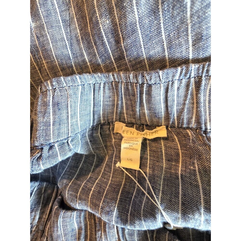 Eileen Fisher Womens Puckered Organic Linen Pocket Skirt Large Blue Pinstripe - Picture 5 of 6